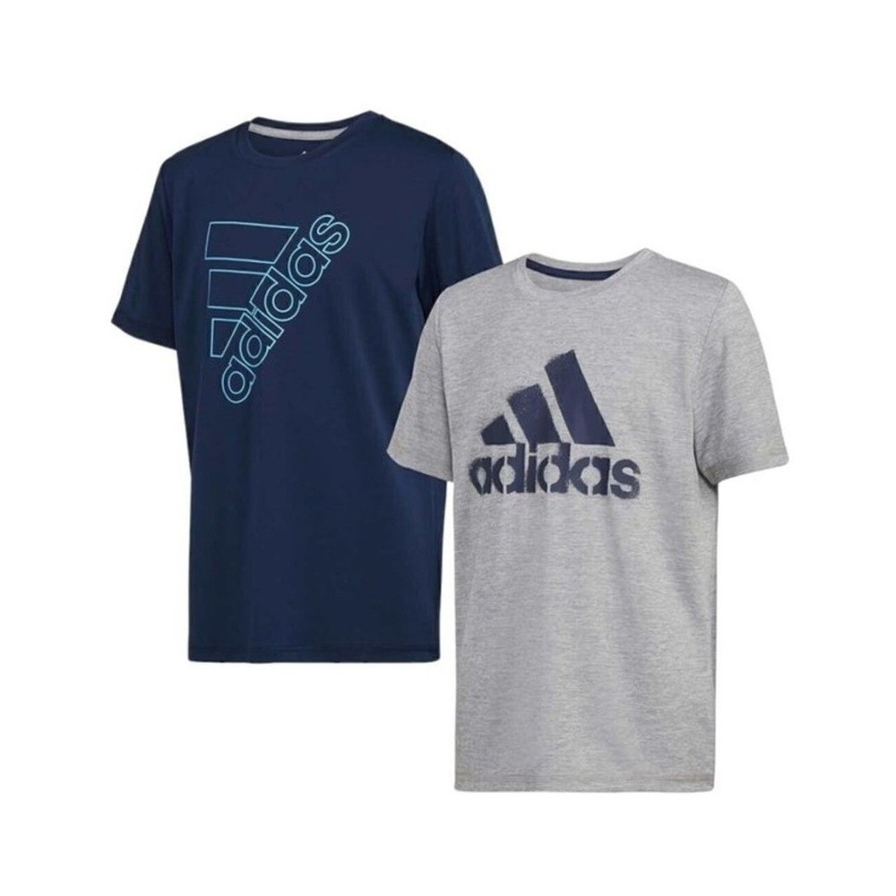 adidas Boys 2-pack Performance Tee Navy Blue  & Grey Small (8) New with Tag!